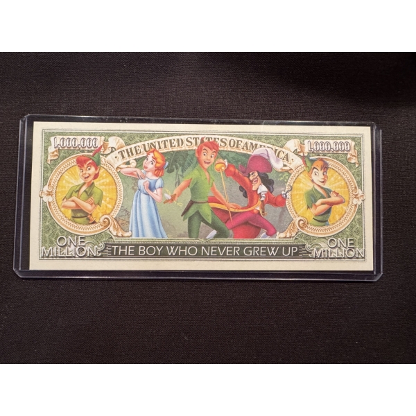 Vintage Disney Peter Pan One Million Dollar Bill - Mint Condition