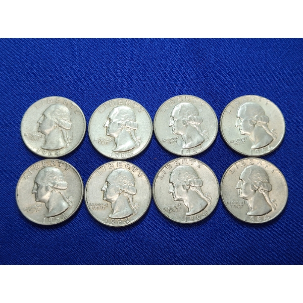 Assorted Years 90% U.S. Silver Quarters - Face Value $2.00