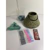 Image 1 : Green Wax Warmer & Hand Massager - Glass Vase with a few Marbles - Blue Colored - Suction Hooks