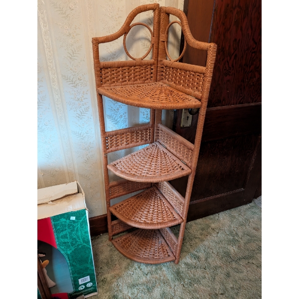 51" Brown Wicker Corner Stand