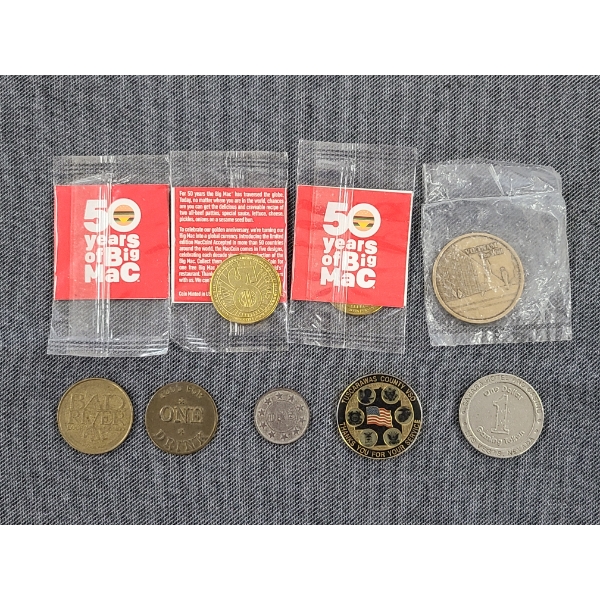 9 Assorted Coins & Tokens Ft. McDonald's Big Mac Tokens, Casino Tokens & More!