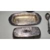 Image 2 : Assorted Silver-Plate Utensils, Butter Dish, Tray & Sugar Bowl - Weight: Approximately 1.4 Ibs