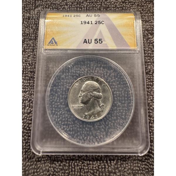 1941 United States Washington Quarter - ANACS AU 55 - Incredible Coin
