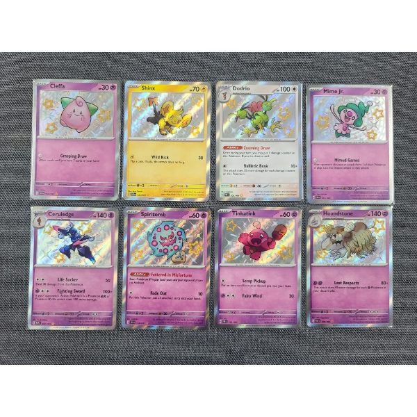 Lot of 8 Assorted Shiny Holo Rare Pokemon Trading Cards - Cleffa, Shinx & More!