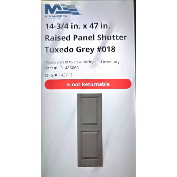 Four Brand New 14-3/4x47 Tuxedo Gray Paintable Panels 