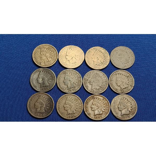 Assorted Years Indian Head Cents - Face Value: $0.12