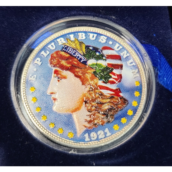 Colorized 1921 Silver Morgan Dollar