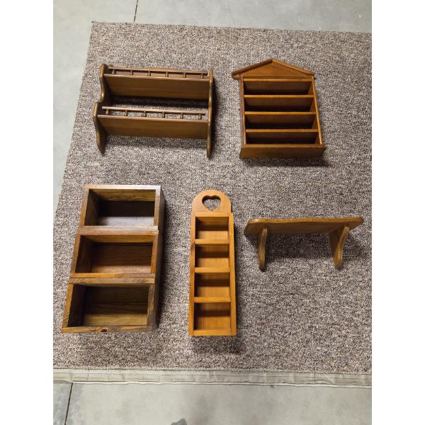 *Pick Up At Mantua Home-No Shipping Available* Excellent Collection Of 5 Wood Wall Shelves 