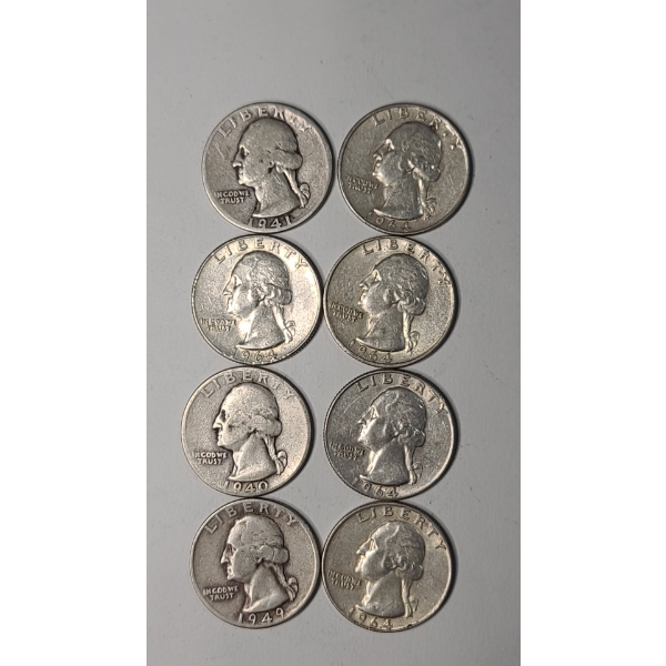 Assorted Years And Mint Marks 90% Silver U.S Washington Quarters - Face Value: $2.00