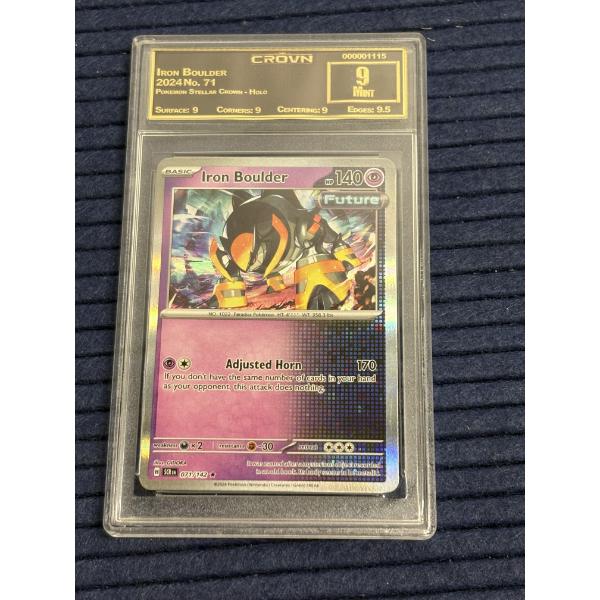 2024 Graded Pokémon trading card featuring Iron Boulder from the Stellar Crown set - Holo - 9 Mint