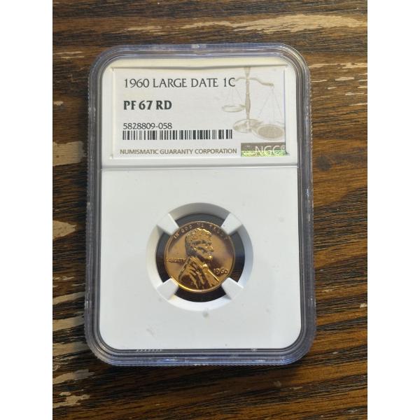 NGC 1960 Large Date 1C PF 67 RD Slabbed Coin - FV $0.01 