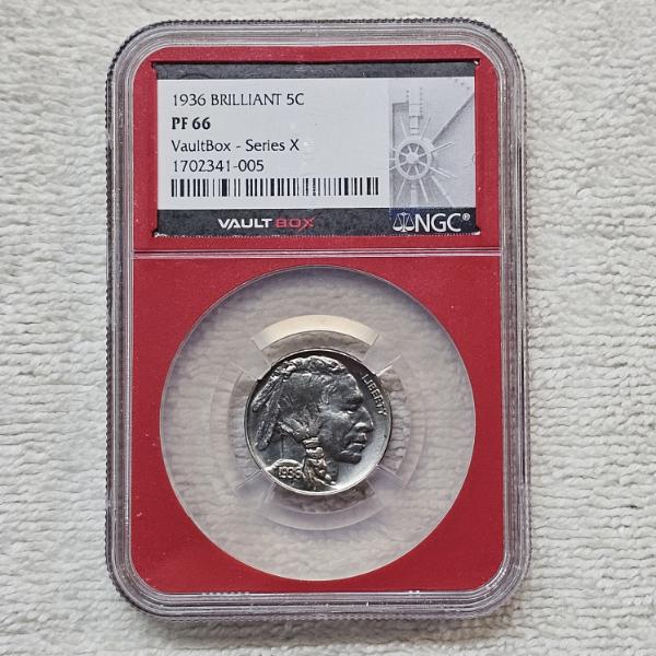 NGC PF66 1936 Brilliant VaultBox Series X Five Cent Buffalo Nickel Coin