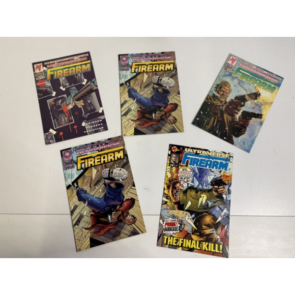 Firearm Comic Books - 5 Total - Malibu Comics - in plastic protective packaging