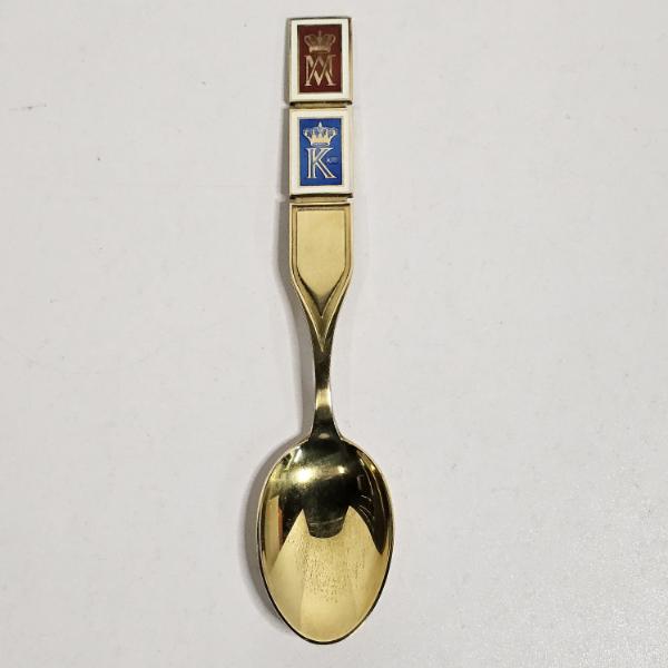 Anton Michelsen Danish Gilded Sterling Silver And Enamel Commemorative Royal Wedding Spoon (49.1g)