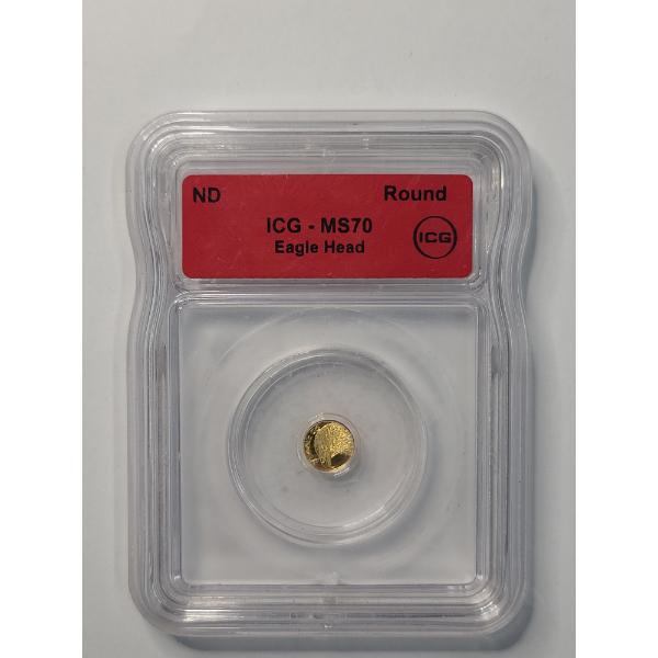 ICG MS70 Monarch 1/500TH Oz .9999 Fine Gold Bald Eagle Round