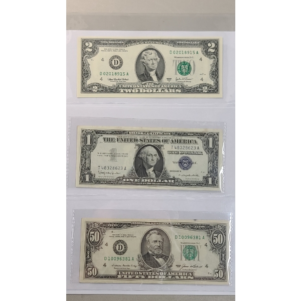 Assorted United States Currency Including Series 1957 B Silver Certificate - Face Value: $53.00