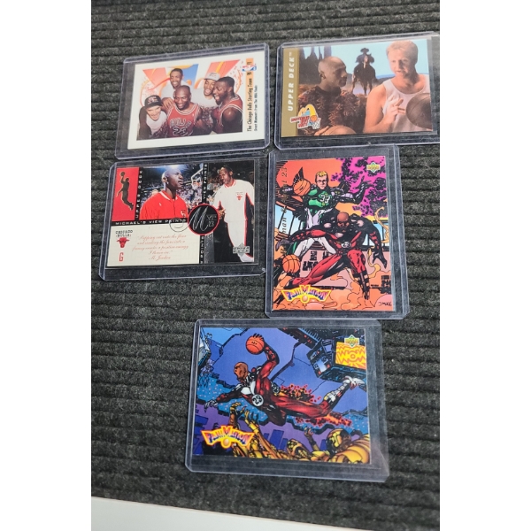 (5) Assorted Year/Card Type Michael Jordan Featuring Upper Deck Hologram MVP 23 Card