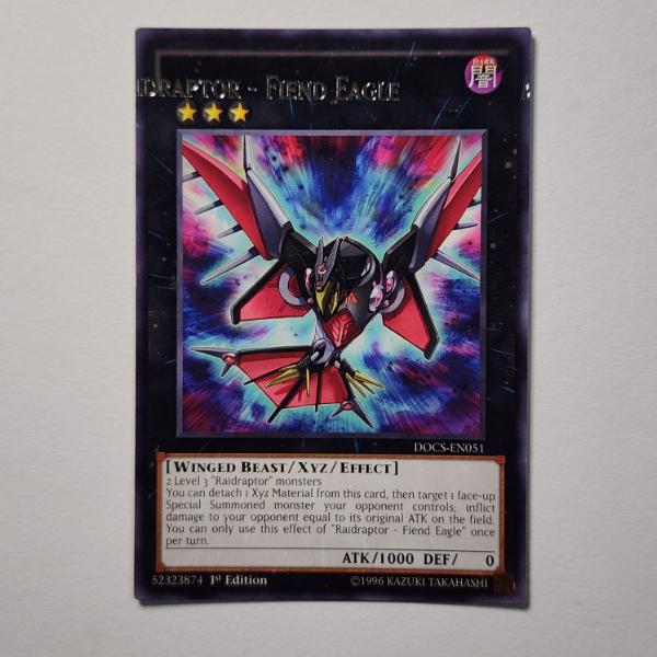 Raidraptor - Fiend Eagle DOCS-EN051 1st Edition Yu-Gi-Oh WITH MAJOR PRINTING ERROR!