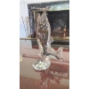 Image 2 : Gorgeous 12" Tall Lead Crystal Fighting Trout Sculpture With Hook In Mouth - Perfect Condition