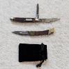 Image 1 : Two Vintage Folding Pocket Knives and Velvet Storage Pouch