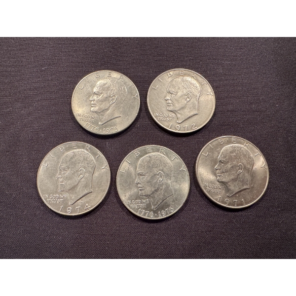 5 - United States Eisenhower Dollars Coin - Excellent Condition