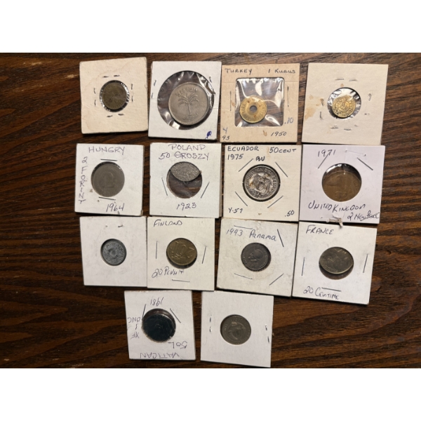Foreign Coins - Finland - Panama - France - UK - Ecuador - Poland - Turkey 