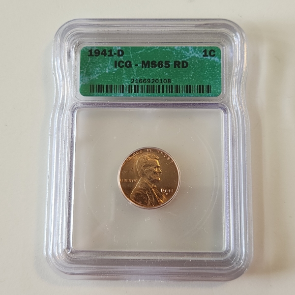 1941-D Lincoln Wheat Cent - ICG MS 65 RD
