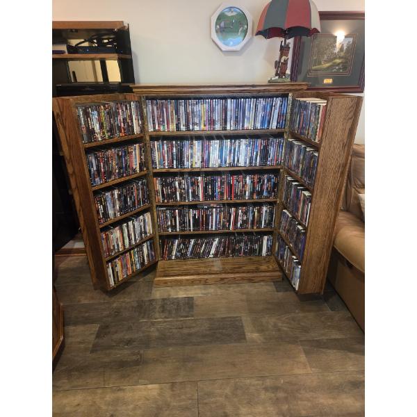 Excellent Oak Cabinet With Large DVD Collection