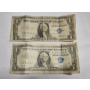 Image 1 : x2 U.S. Blue Seal $1 Silver Certificates: 1935-F and 1957-B