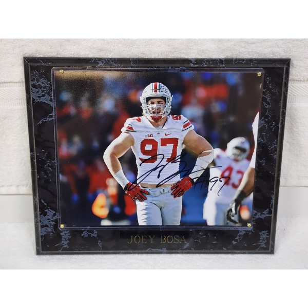 Hand Signed Ohio State Buckeyes Joey Bosa 8.5" X 11" Photograph on Very Nice Display ~  