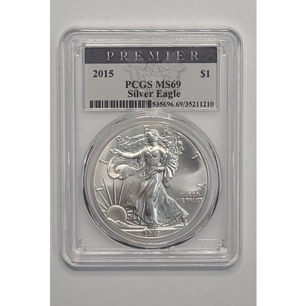 PCGS Premier 2015 MS69 1 Troy Ounce .999 Fine Silver American Eagle