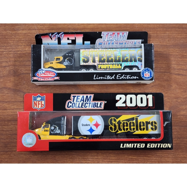 Officially Licensed NFL 1999 & 2001 Pittsburgh Steelers Limited Edition Truck & Trailer Toys In Box