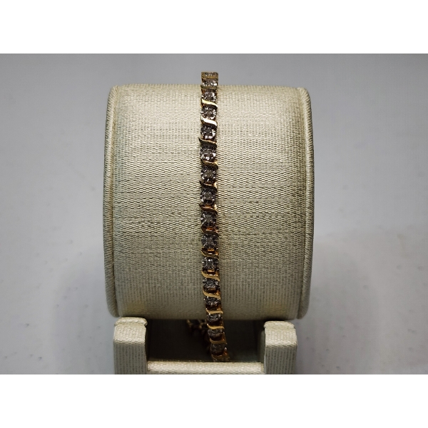 Gorgeous 10K Gold "S" Link Tennis Bracelet 7.5in TW: 6.1g