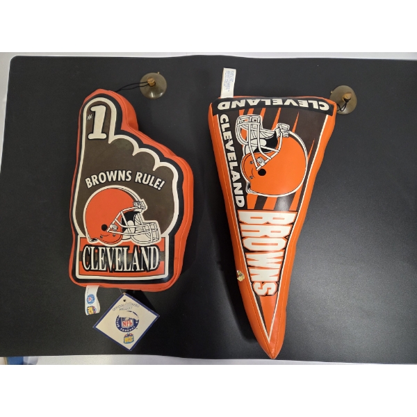 1997 Vintage Stuffed NFL Cleveland Browns Hangers With Suction Cups 