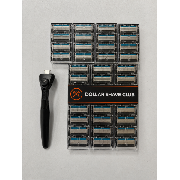 BRAND NEW Dollar Shave Club Handle With 40 Refill Cartridges Each With 6 Blades! ~ 6 Blade Razors
