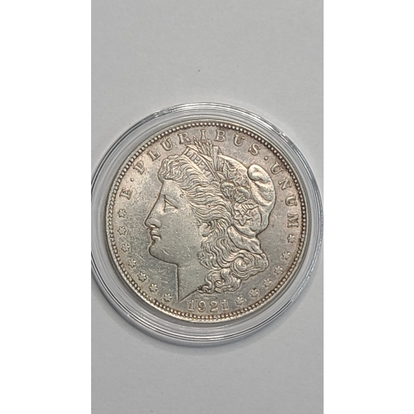United States 1921 Morgan 90% Silver Dollar In Coin Capsule