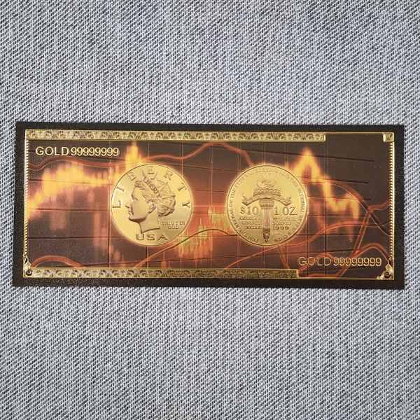 "NORFED" Coin & USA Liberty 24K 9999999 Gold Foil Note ~ In Mint Condition!