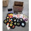 Image 1 : Vintage Cotton Club Wood Crate & Collection Of 45 Records -No Shipping