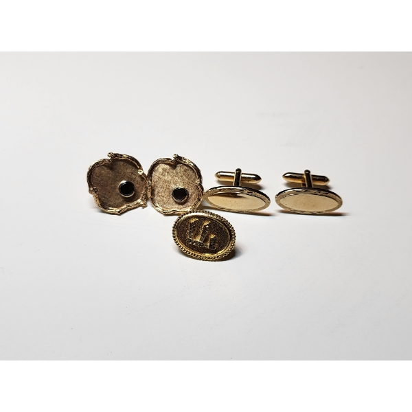 Assorted Costume Gold-Tone Cufflinks and Pin