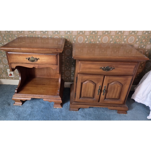 PICKUP IN CANTON - Solid Wood Side Tables With Drawers 21''x25'' And 23''x24'' In Great Condition!
 