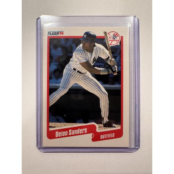 1990 Score Deion Sanders Yankees ROOKIE Baseball Card In Holder - Mint Condition