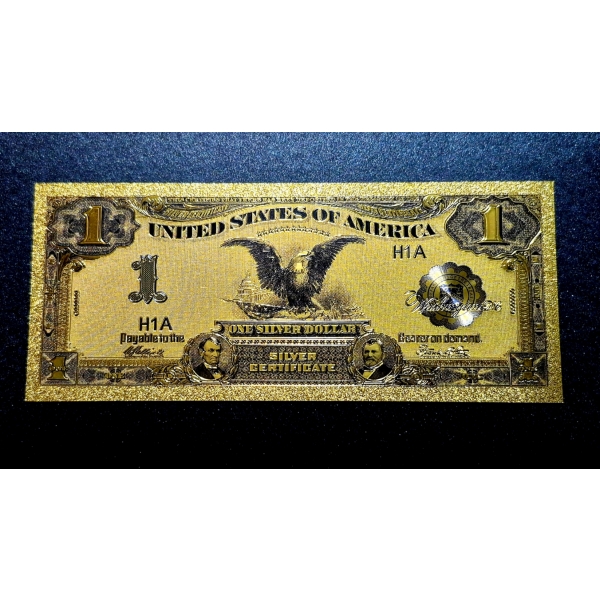 .999 GOLD FOIL U.S. $1 -SERIES 1899 BLACK EAGLE NOTE - IN PROTECTIVE SLEEVE
