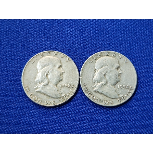 x2 90% Silver Franklin Half Dollars: 1952 & 1954 Face Value: $1.00