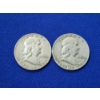 Image 1 : x2 90% Silver Franklin Half Dollars: 1952 & 1954 Face Value: $1.00
