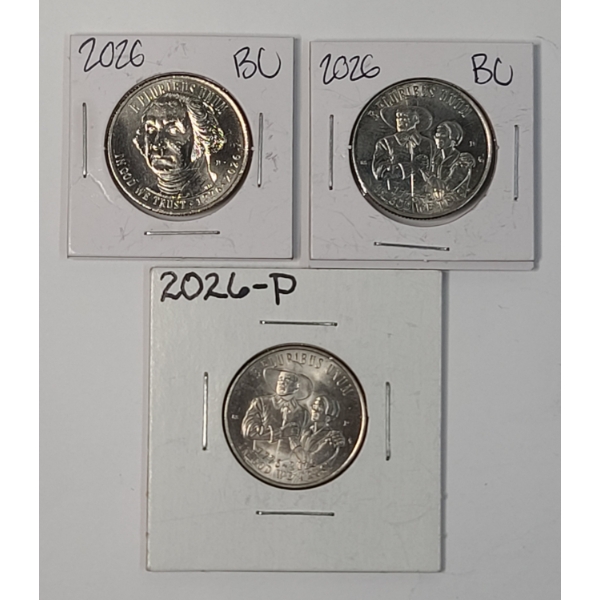(3) 2026 United States Semiquincentennial Quarters - American Revolutionary War & Mayflower Compact