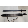 Image 1 : Hand-Forged Carbon Steel 37-Inch Black Edition Radulf Inscribed Viking Sword With Leather Scabbard