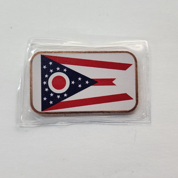OHIO State Flag Colorized 1 AVDP oz .999 Fine Copper Bar