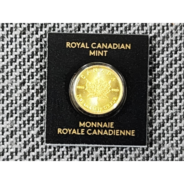 2019 One Gram .9999 Fine Gold Maple Leaf Round in Card