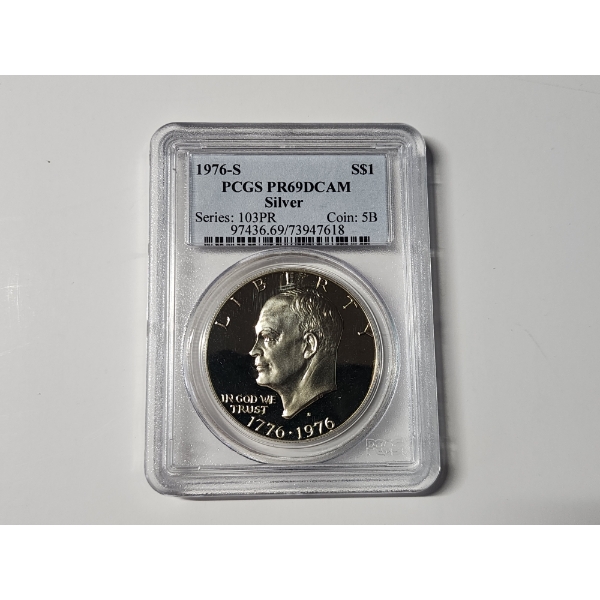 1976-S Eisenhower Silver Dollar Graded PR 69 DCAM by PCGS