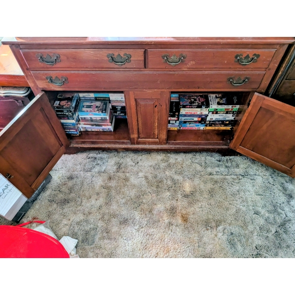 Nice Condition Wood Dresser 38"x52" And 49"x34" Dresser With Phillips VHS & DVD Player & Huge Lot Of